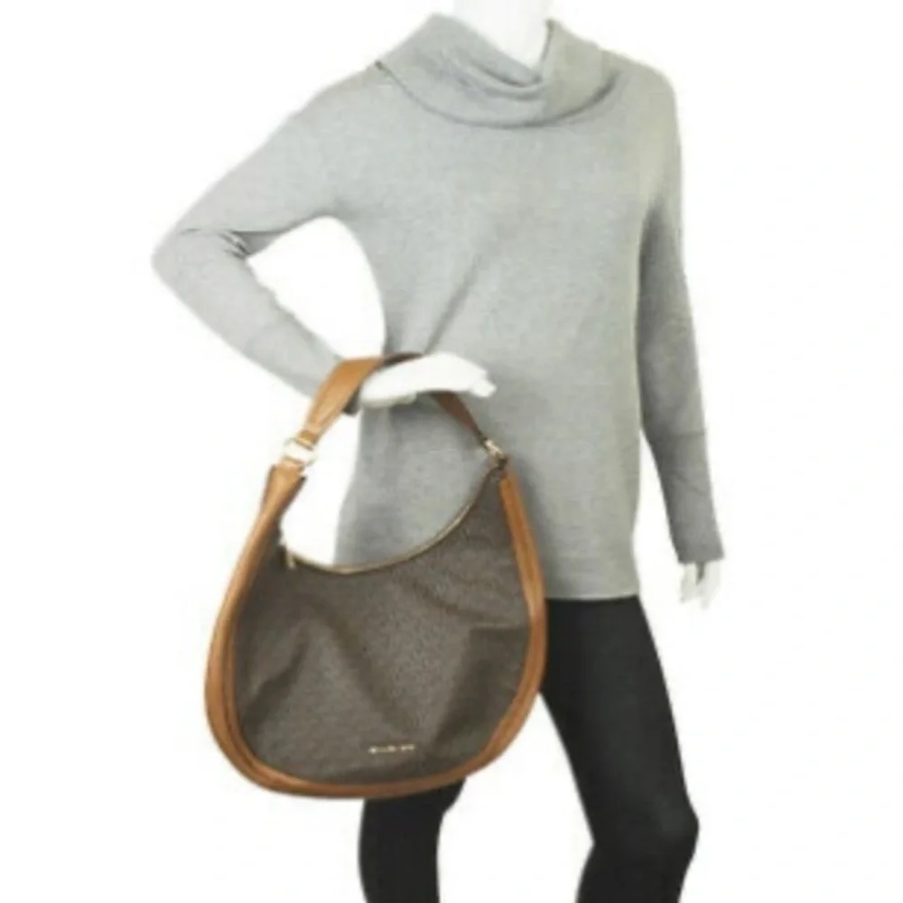 MICHAEL KORS Lydia Large Hobo Shoulder Bag monogram Brown purse handbag